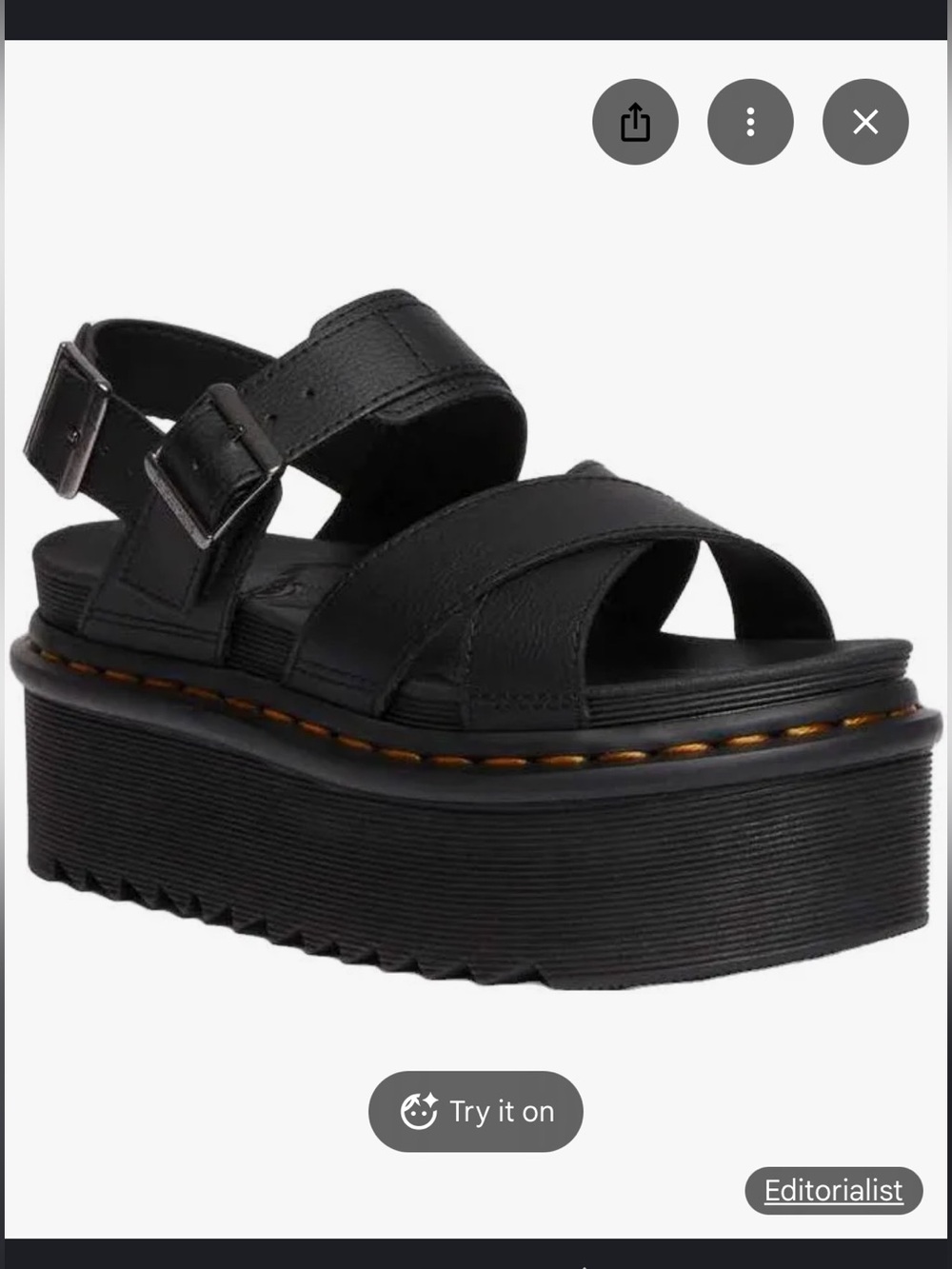 Dr. Martens Voss II Black Platform Buckle Sandals - Picture 4 of 5